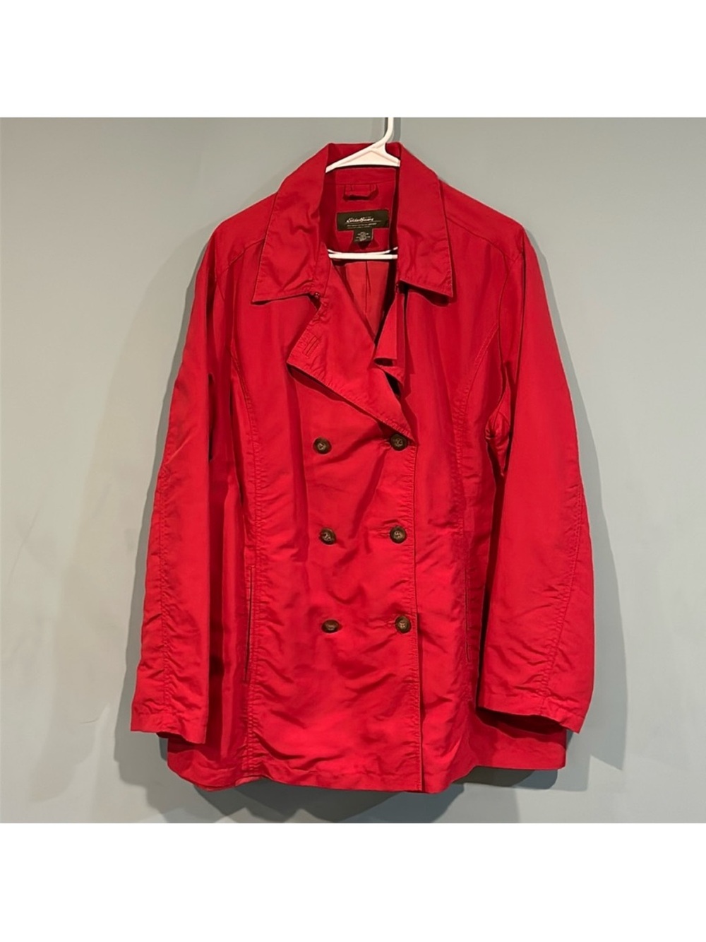 Eddie Bauer Red Nylon Peacoat-Like Double-Breasted Rain Jacket size XX-Large
